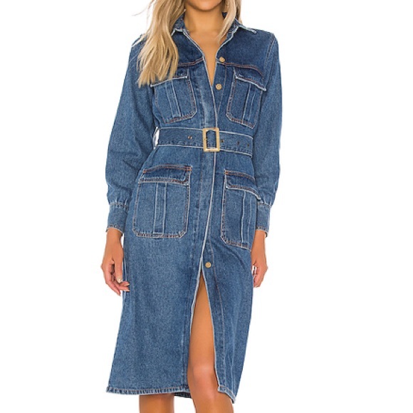 denim bardot dress